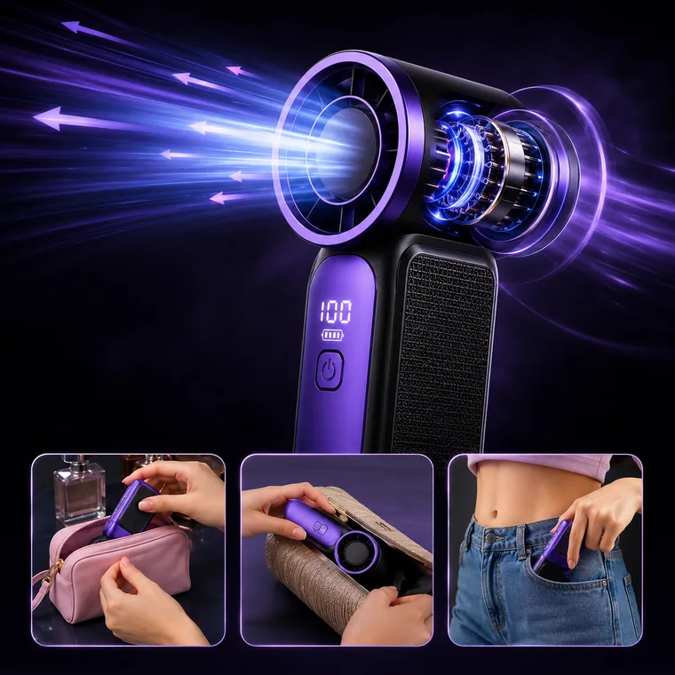 Mini ventilateur ZÉPHYR, format poche et sac